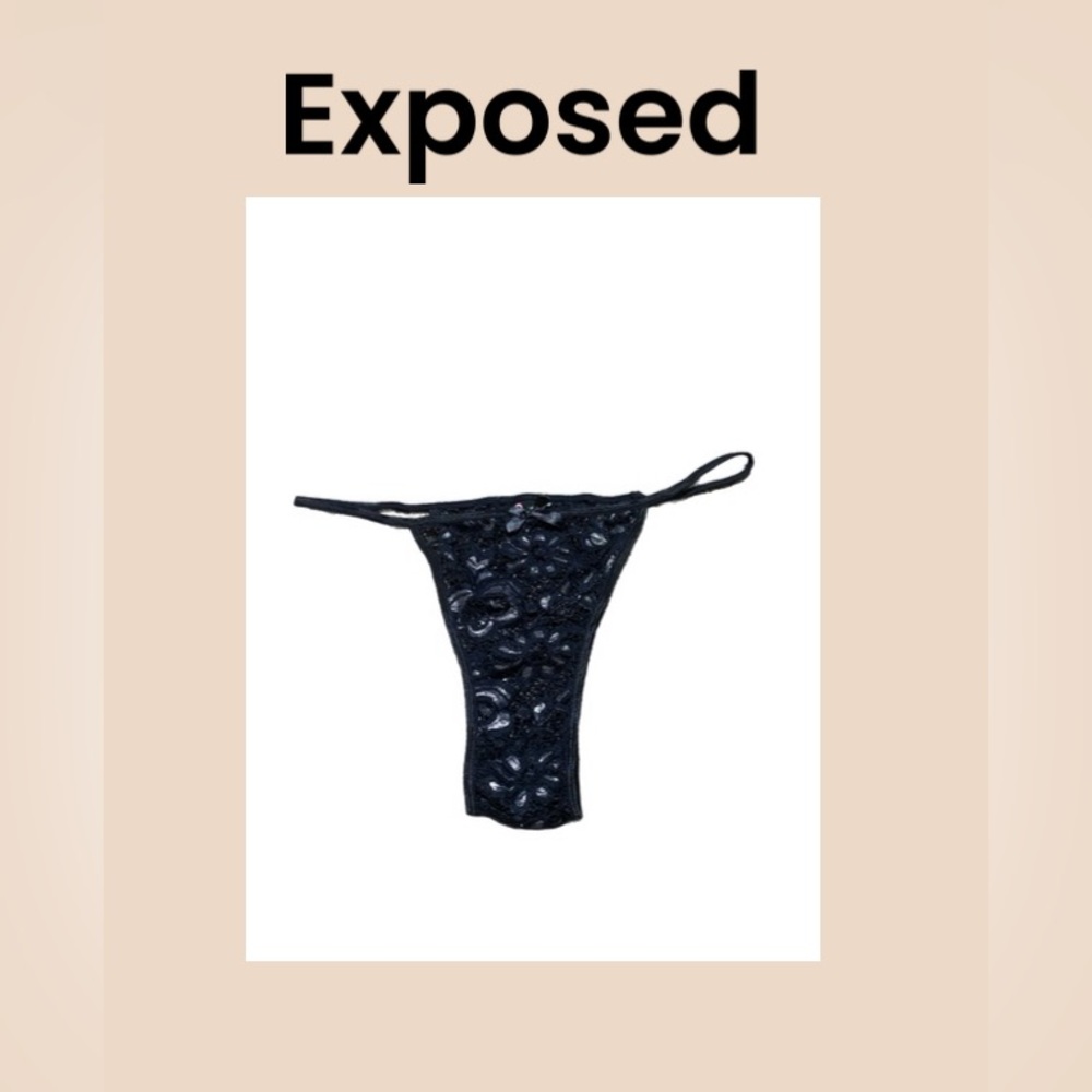 Exposed Women’s Black Lace G-String Thong Size 1X-3X NWOT